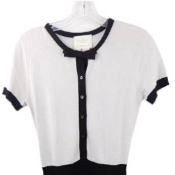 Kate Spade New York Mini Black and Ivory White Sweater Dress & Black Bow Size S - Picture 8 of 8